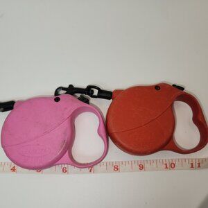 Lot of 2-Flexi 10' Retractable Dog Leashes 1-Red, 1-Pink
